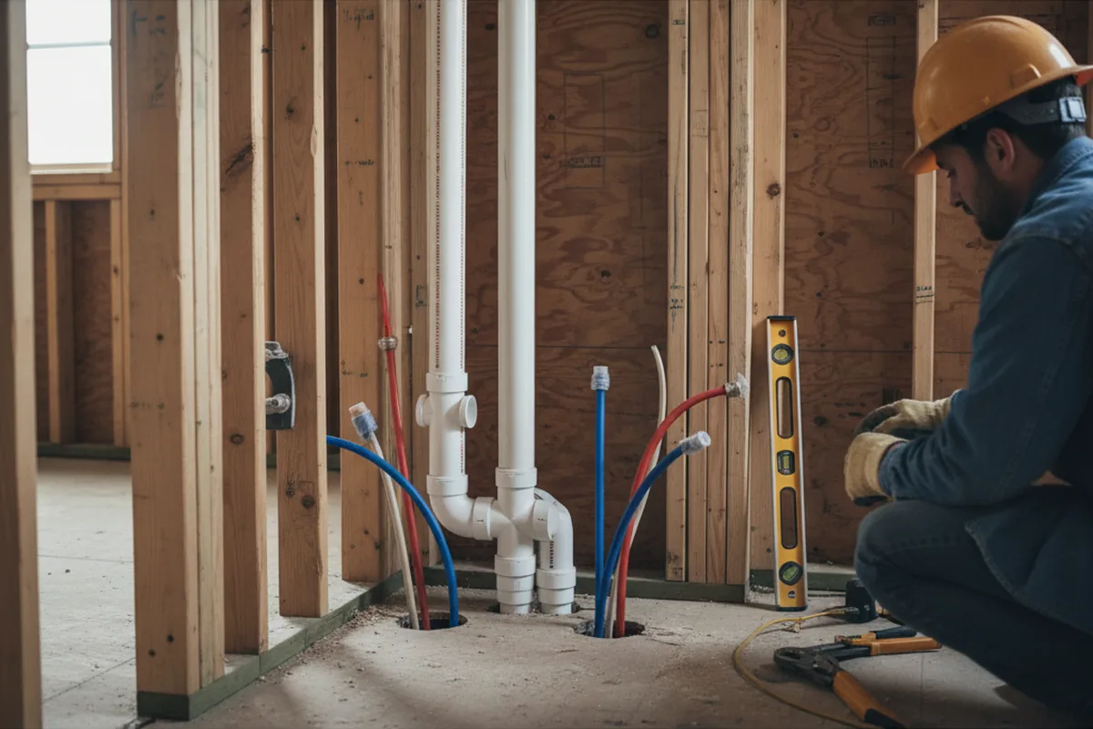 Drain and supply rough-in during Drain Cleaning in Sweet
