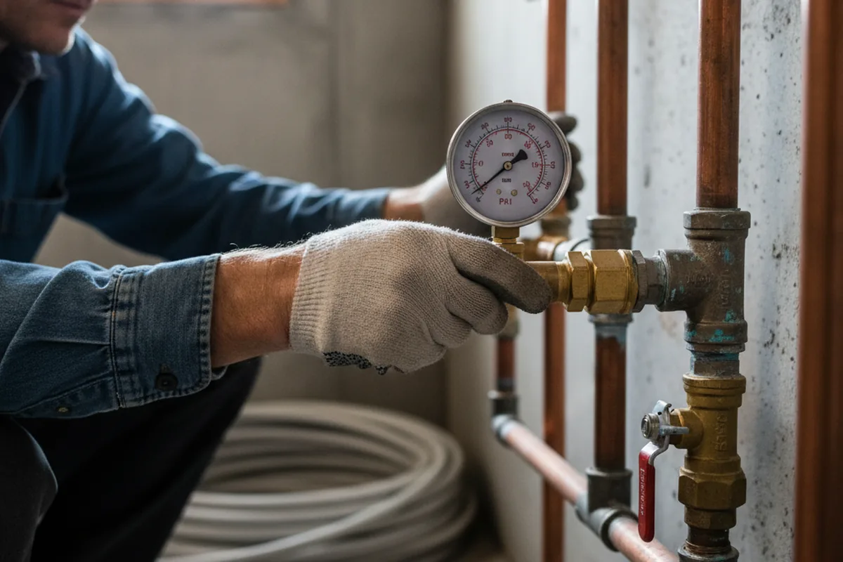 Pressure testing a repaired line during Water Line Repair in Sweet